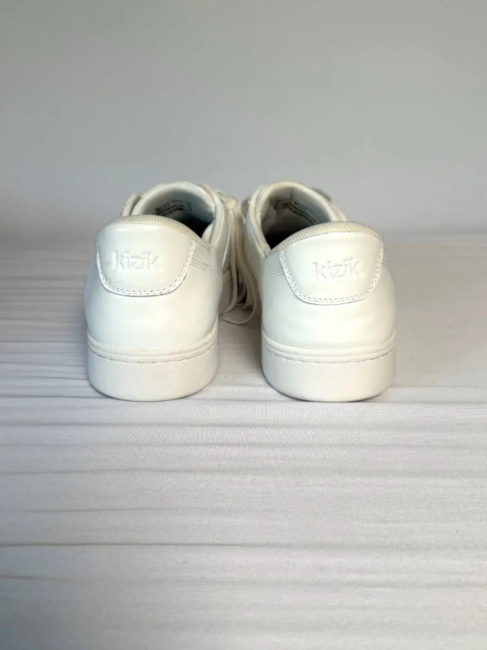 Men's 12 Kizik Oslo Hands-Free Sneakers White Leather Mesh Athletic Shoes